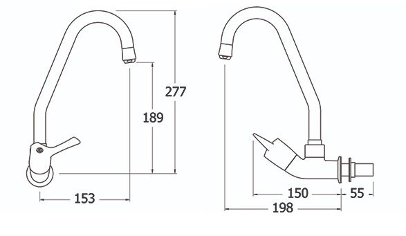 Lever Operated Tap Gooseneck Spout