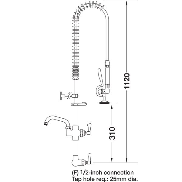 Wall Mounted Pre Rinse Mono Catering Tap With 6 Wall Mounted Pre Rinse Mono Catering Tap With 6