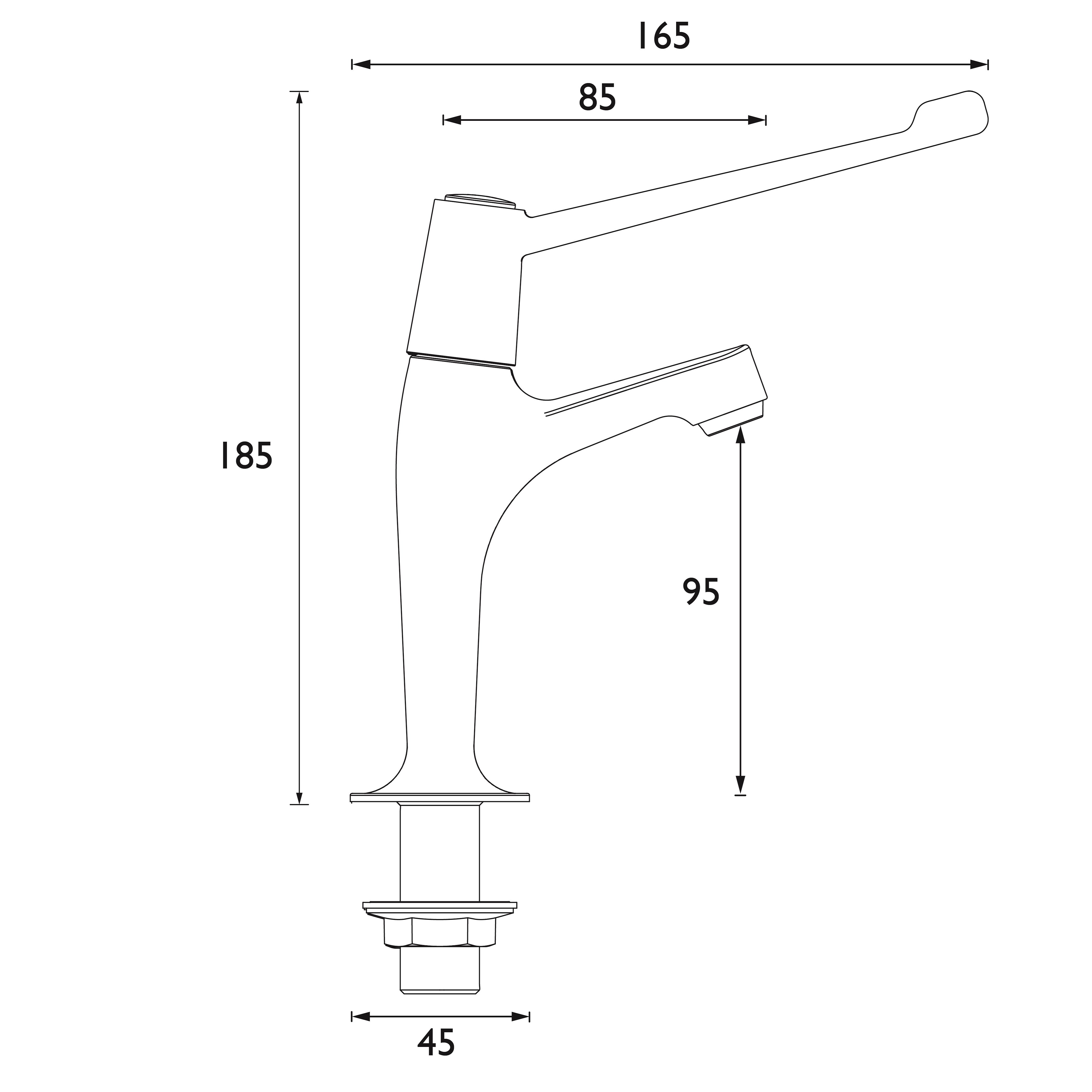 high neck sink taps with six inch levers