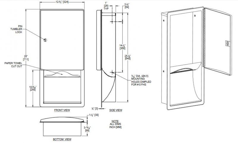 Designer Recessed Paper Towel Dispenser