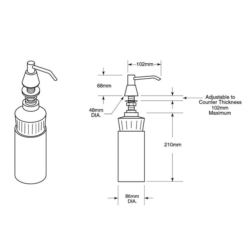 Countertop Soap Dispenser - 102mm Spout