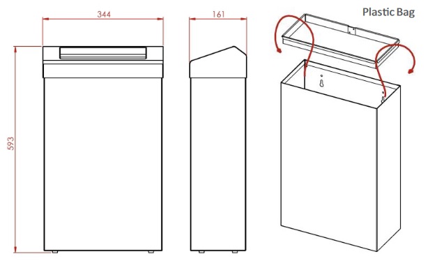 stainless steel waste bin with flap lid