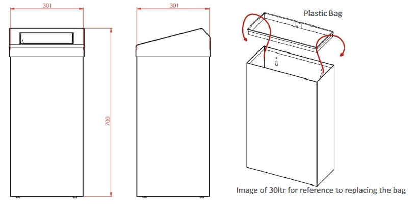 large capacity waste bin with flap lid