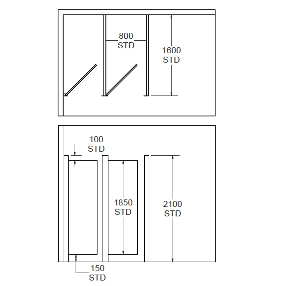 Range of Toilet Cubicles in Corner