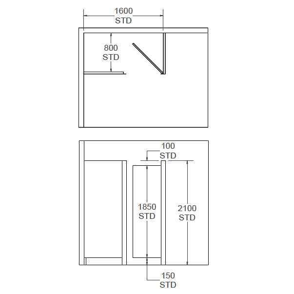 stainless steel single inline toilet cubicle dimensions