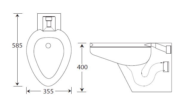 drawing wc102 back to wall toilet pan dimensions