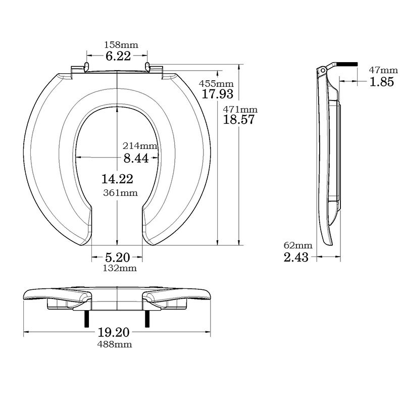 Big John Toilet Seat, Open Front, No Cover