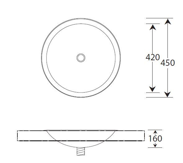 Inset Large Hemispherical Wash Bowl