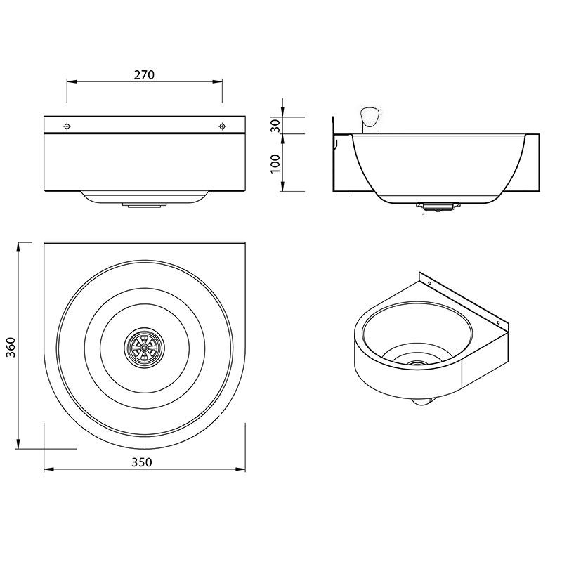 Wall Mounted Round Wash Basin