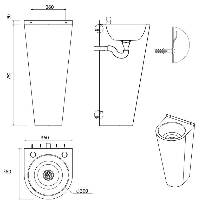 Junior Height Floor Standing Wash Basin