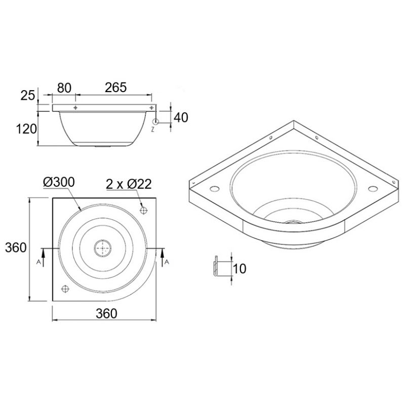 Corner Hand Wash Basin