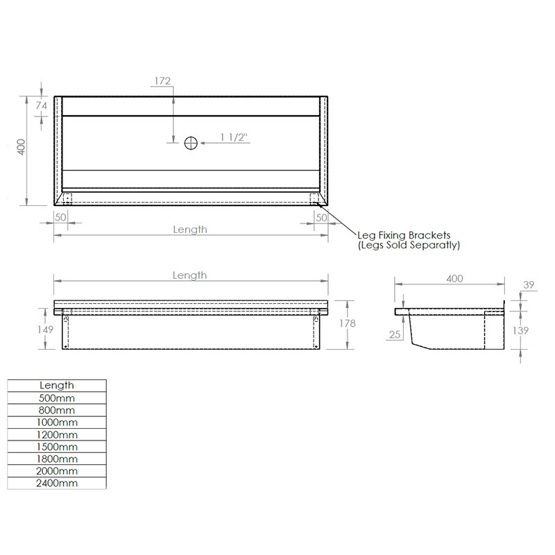 Wall Mounted Wash Trough 