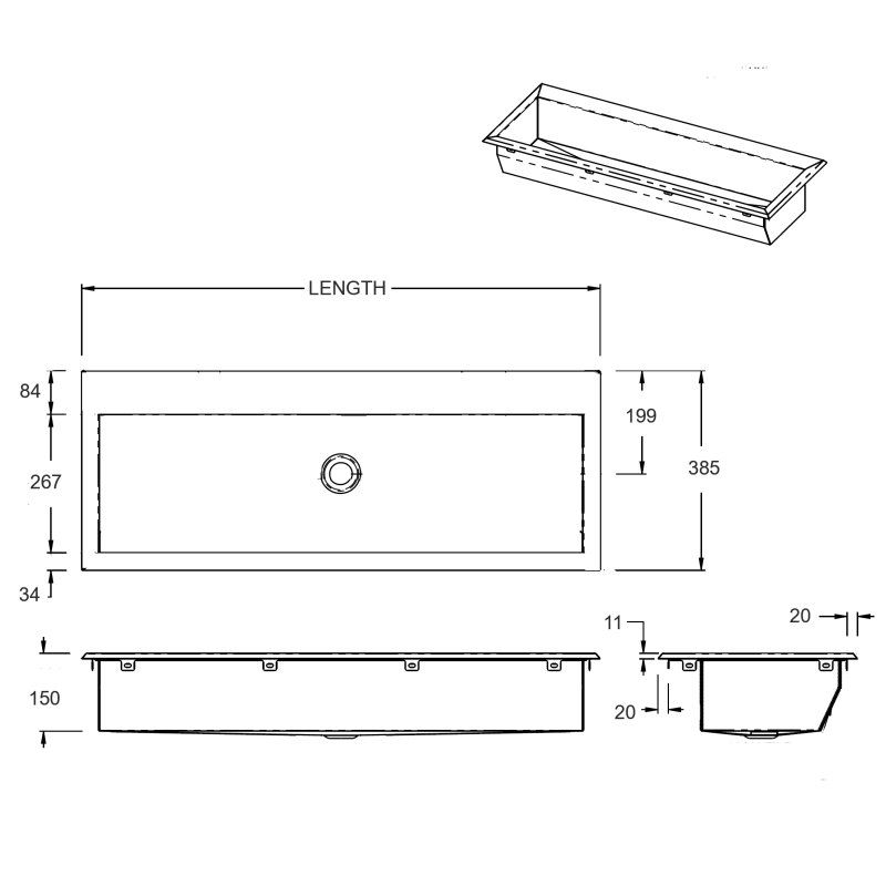 Inset Wash Trough With Tap Ledge Inset Wash Trough With Tap Ledge