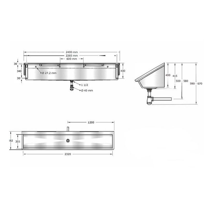 Splashback Style Wash Trough