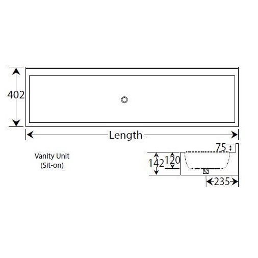 Corian Sit On Taplanding Wash Trough