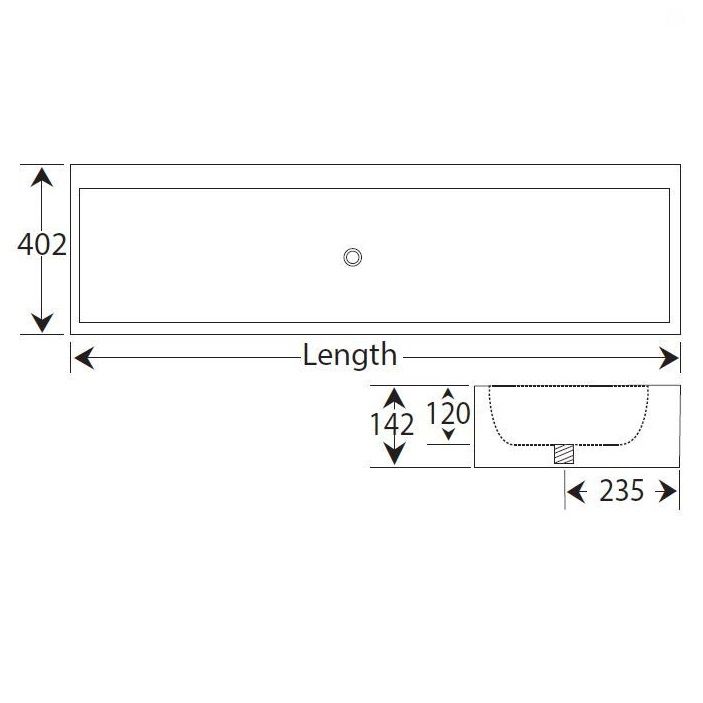 Corian Economy Wash Trough 