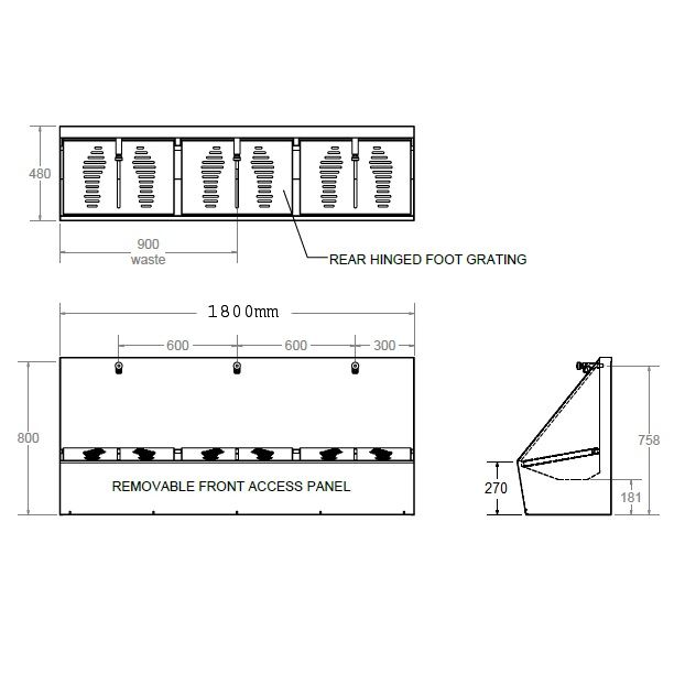 Triple Wudu Ritual Foot Wash Trough