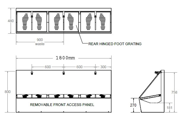 stainless steel trough to wash feet