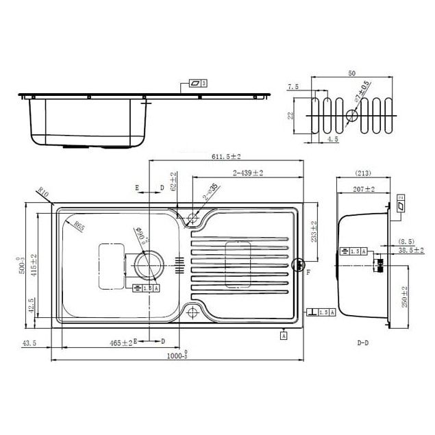 Inset Single Bowl & Drainer Sink Inset Single Bowl & Drainer Sink