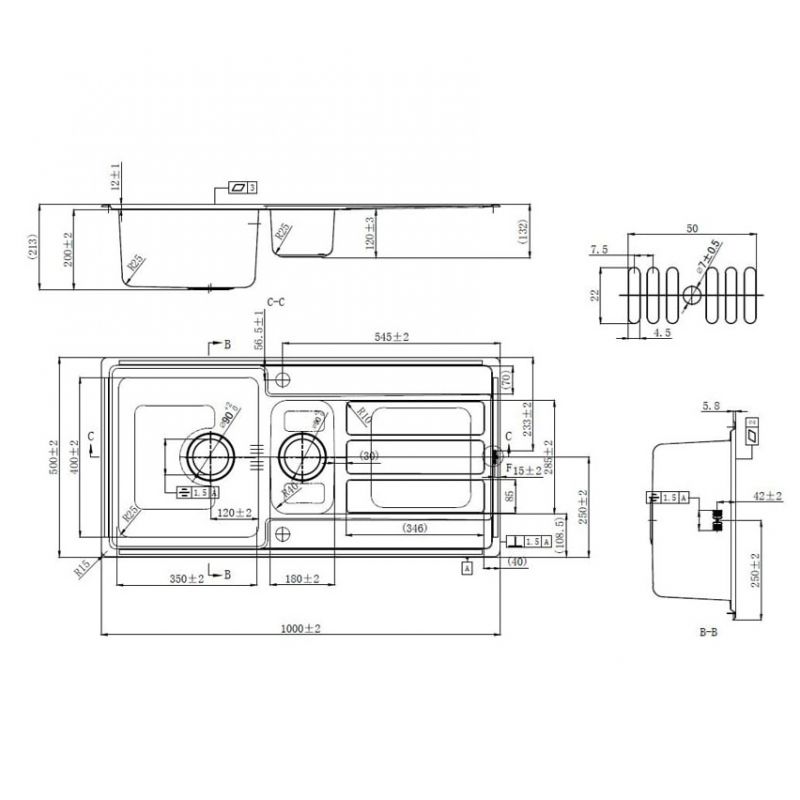 Inset 1.5 Bowl & Drainer Kitchen Sink Inset 1.5 Bowl & Drainer Kitchen Sink