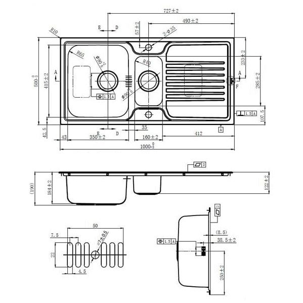 Inset 1.5 Bowl & Single Drainer Kitchen Sink Inset 1.5 Bowl & Single Drainer Kitchen Sink