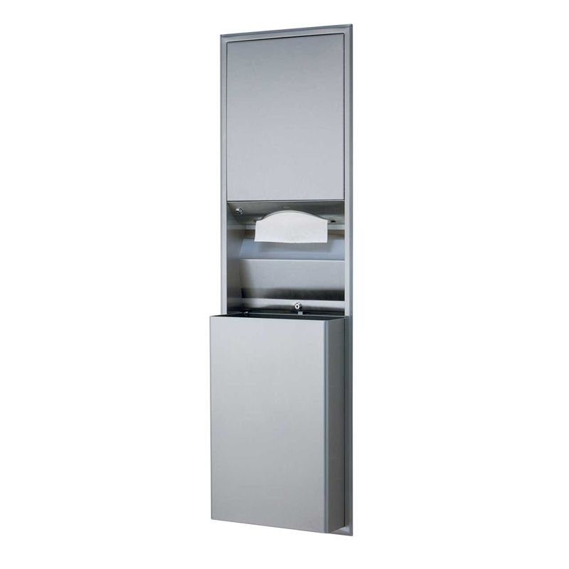 Bobrick Recessed Paper Towel Dispenser & 45.5L Waste Bin