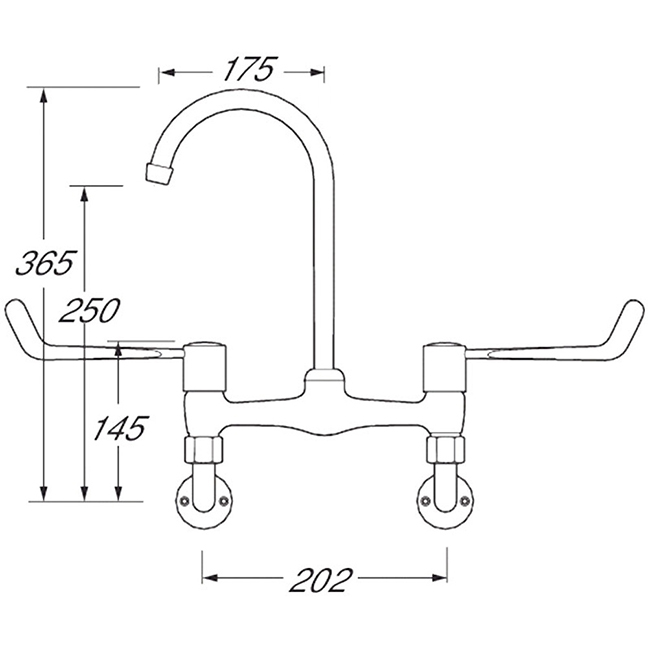 bridge wall lever mixer tap dimensions