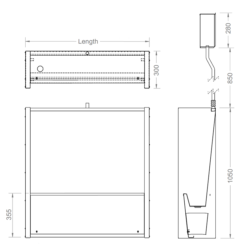 Floor Standing Slab Urinal Stainless Steel