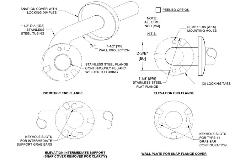 Stainless Steel 305mm Grab Rail
