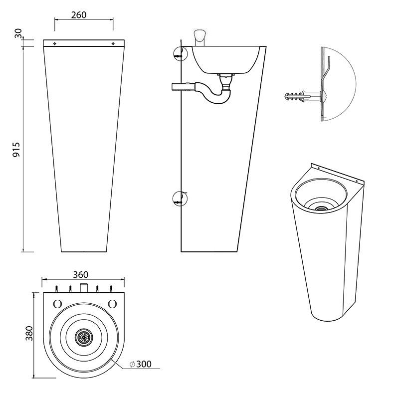 Stainless Steel Adult Height Floor Standing Hand Wash Basin