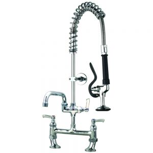 Short Pre Rinse Twin Catering Tap with Pot Filler image