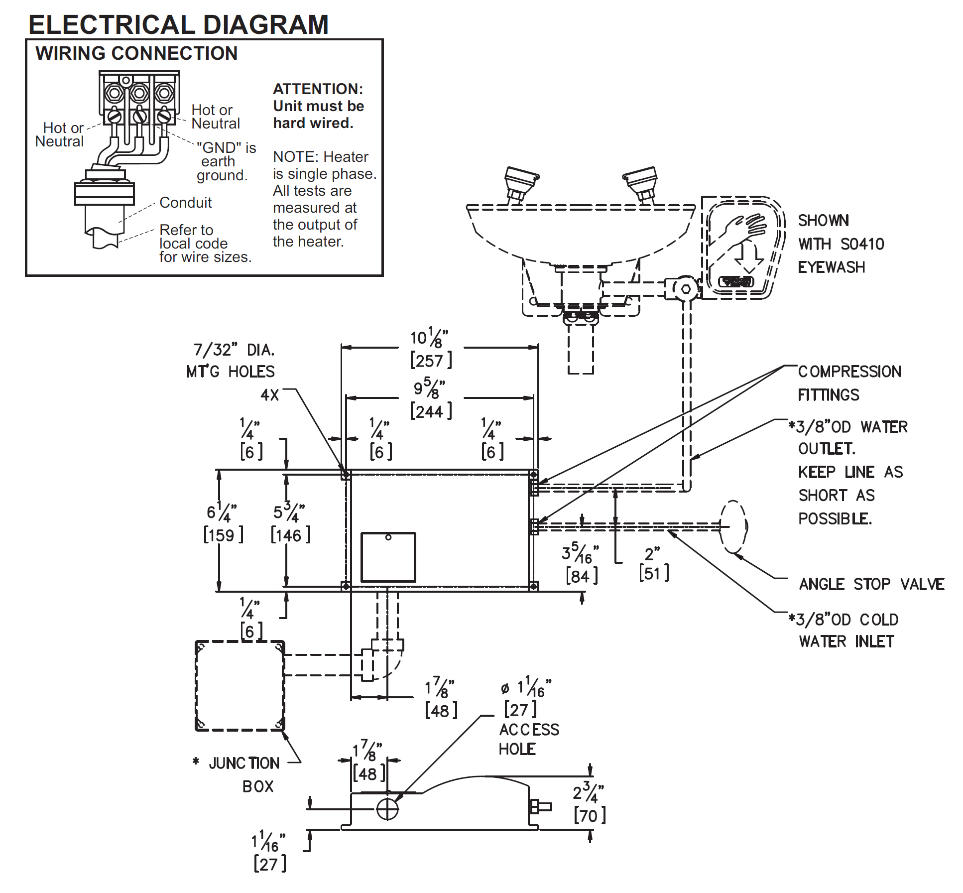 instantaneous water heater dimensions