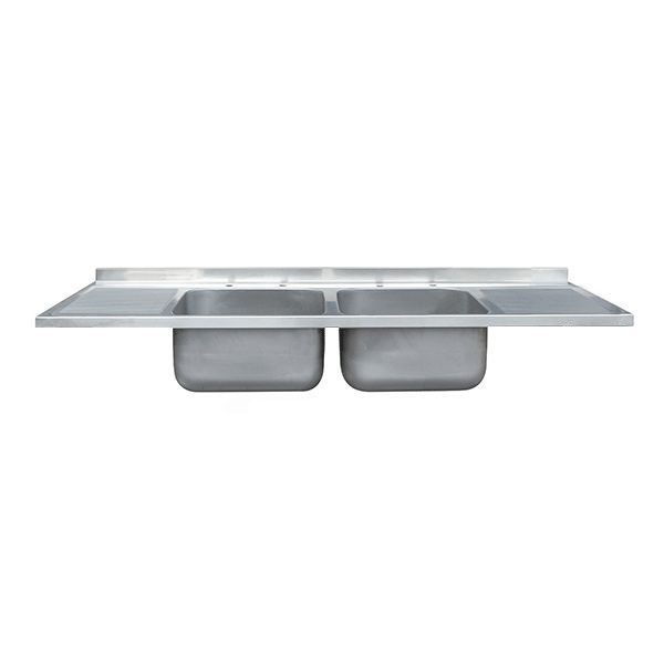 SIT ON CATERING SINK - DOUBLE BOWL, DOUBLE DRAINER, 1800MM