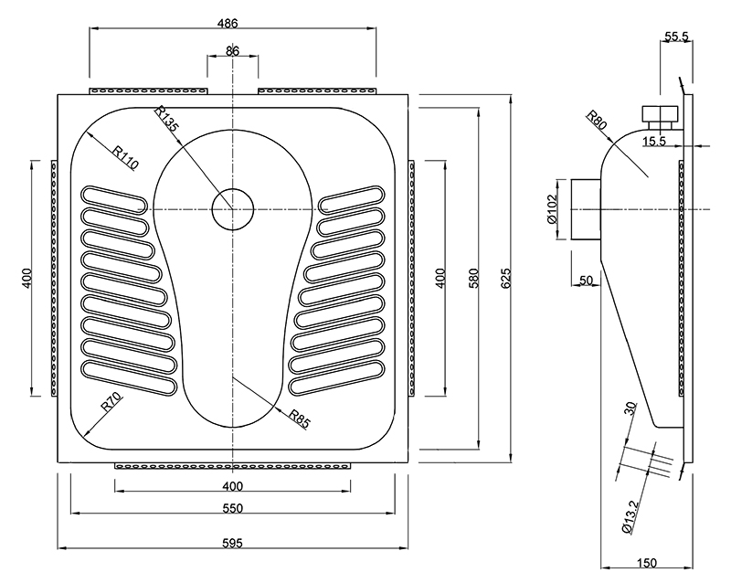 Stainless Steel Squat Toilet Or Squat WC Pan