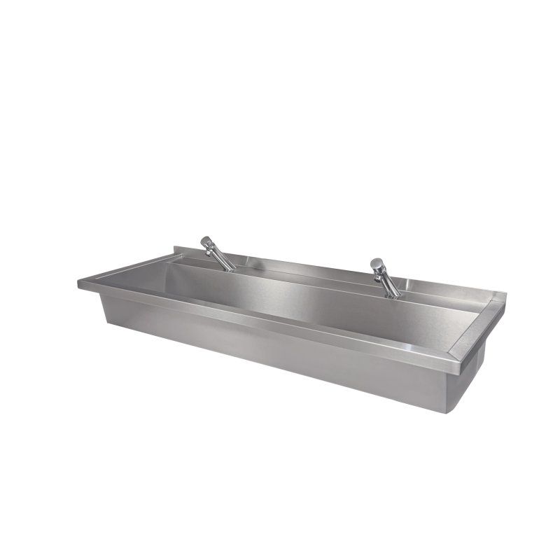 Commercial Wash Trough With Push Button Taps