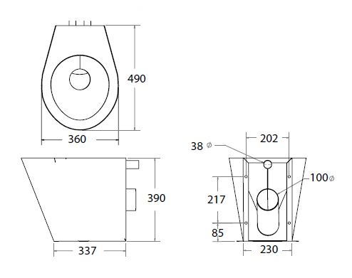 back to wall s trap toilet dimensions
