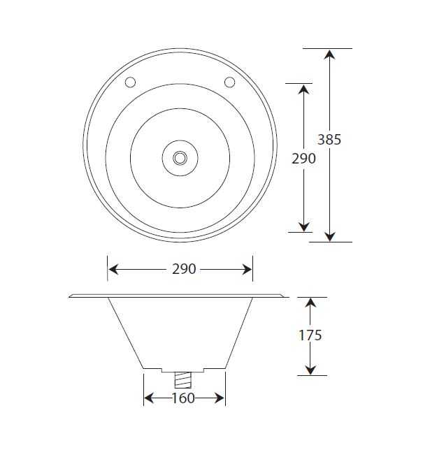 inset round wash basin dimensions